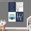 Kids canvas print Now we have everything, owl, boys four panels