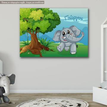Πίνακας παιδικός σε καμβά Χαρούμενο ελεφαντάκι