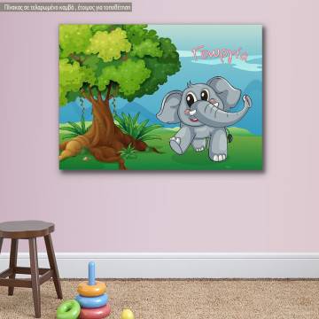Kids canvas print Happy little elephant 2