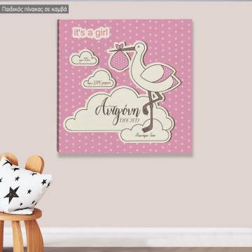 Kids canvas print It's a girl personalized