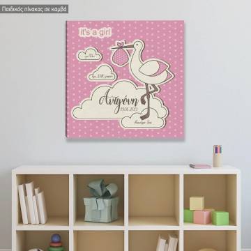 Kids canvas print It's a girl personalized 2