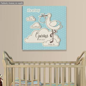Kids canvas print It's a boy, personalized