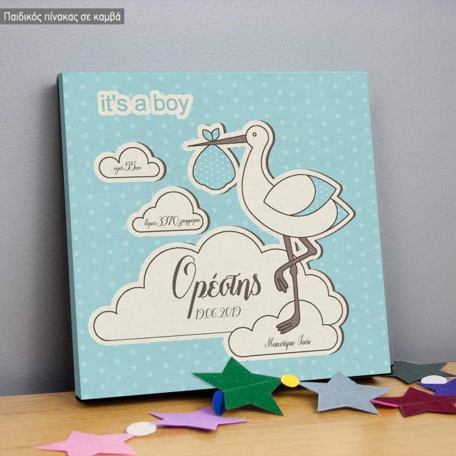 Kids canvas print It's a boy, personalized