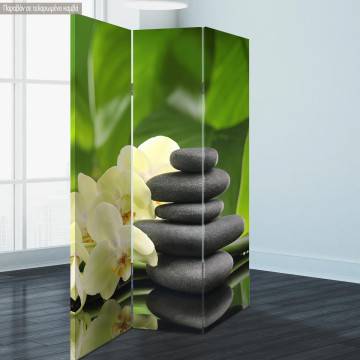 Room divider Spa stones with bamboo flowers