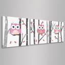 Canvas print Owls at forest, 3 panels