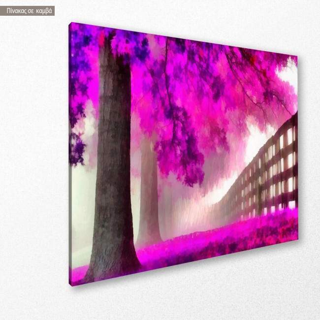 Πίνακας σε καμβά Purple trees painting, κοντινό