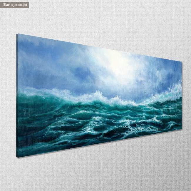 Canvas print Ocean waves, panoramic, side