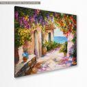 Canvas print  House near the sea colorful flowers