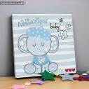 Kids canvas print elephant baby boy with name