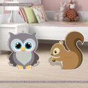 Wooden figure Owl annd squirrel set 2 pc