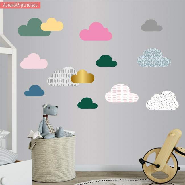 Kids wall stickers Clouds with patterns