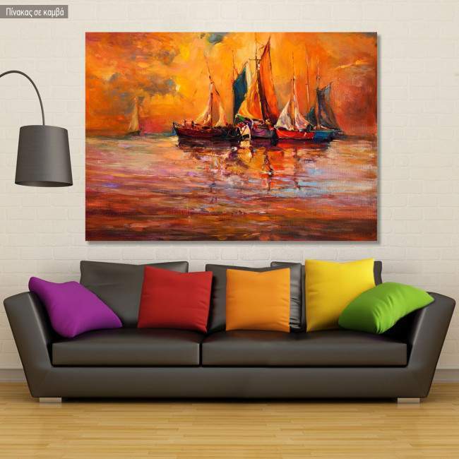Πίνακας σε καμβά Boats and ocean