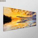 Canvas print Boat and sunset, panoramic, side