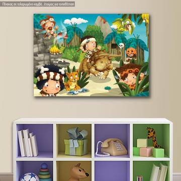 Kids canvas print Stoneage scene
