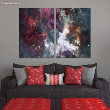 Canvas print Colorful starry night sky, two panels
