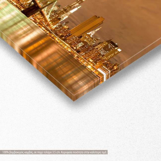 Πίνακας σε καμβά Manhattan and Brooklyn bridge, πανοραμικός, λεπτομέρεια