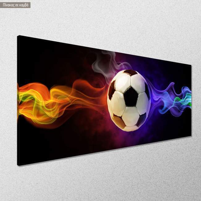 Canvas print Flaming football, panoramic, side