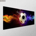 Canvas print Flaming football, panoramic, side