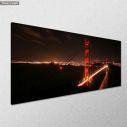 Canvas print Golden gate bridge at night, panoramic, side