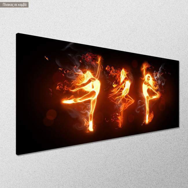 Canvas print Fire dance, panoramic, side