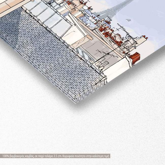 Πίνακας σε καμβά Paris roofs, πανοραμικός, λεπτομέρεια