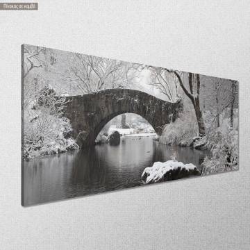 Πίνακας σε καμβά Stone bridge in winter time πανοραμικός Καμβάς τελαρωμένος Όψη 1 2