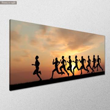 Canvas print Runners in the sunset panoramic Framed canvas View 1 2