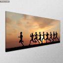 Canvas print Runners in the sunset, panoramic, side