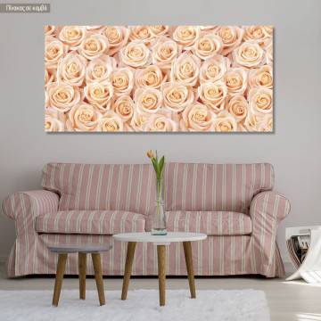 Canvas print Beige roses, panoramic