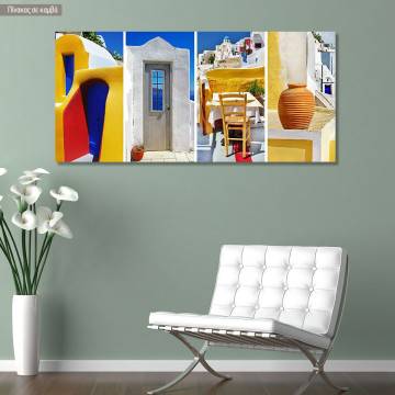 Canvas print Colors of Santorini, panoramic