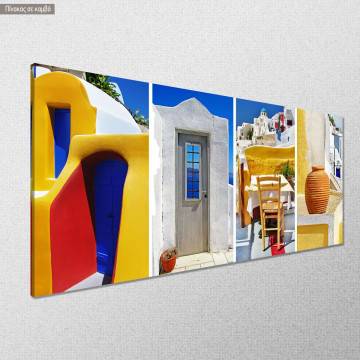 Canvas print Colors of Santorini panoramic Framed canvas View 1 2
