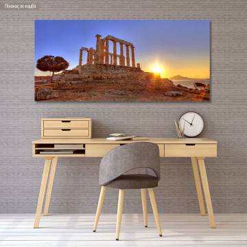 Πίνακας σε καμβά Ναός του Ποσειδώνα, Σούνιο, πανοραμικός