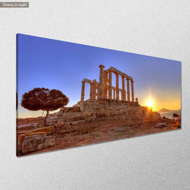 Canvas print Neptune's temple, Sounio, panoramic, side