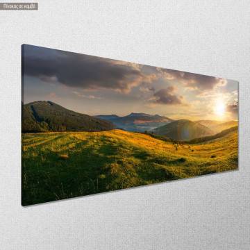 Canvas print Mountains in sunset panoramic Framed canvas View 1 2