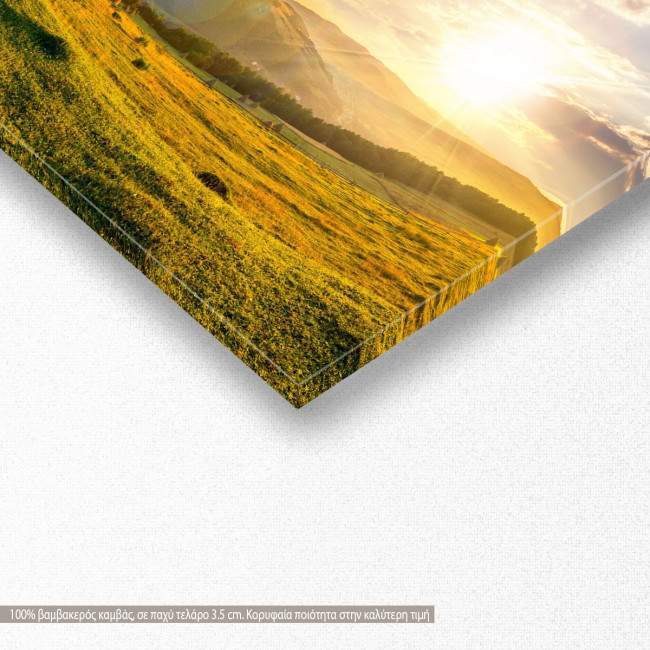 Canvas print Mountains in sunset, panoramic, detail