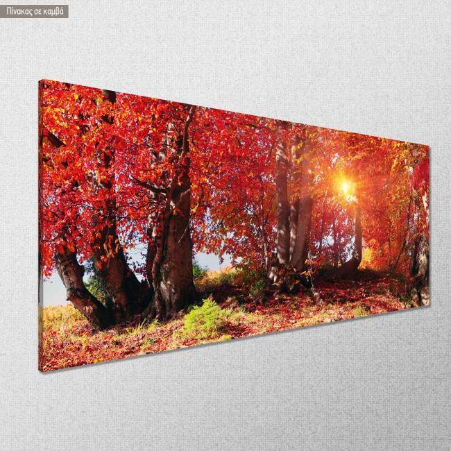 Canvas print Autumn forest, panoramic, side