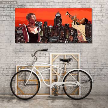 Canvas print Playing jazz in Bangkok, panoramic