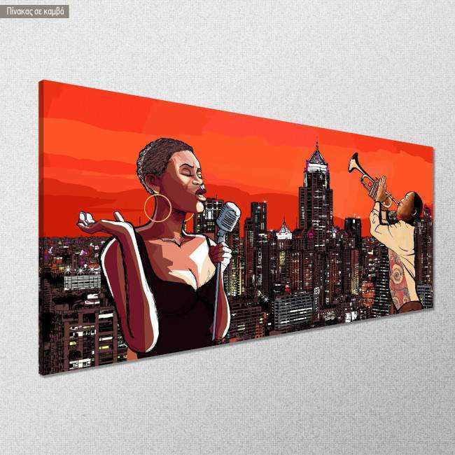 Canvas print Playing jazz in Bangkok, panoramic, side