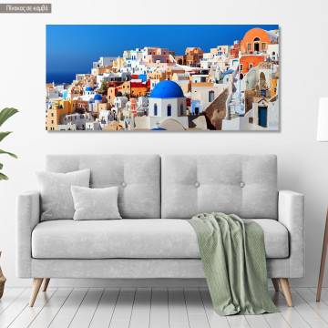 Canvas print Oia, Santorini, panoramic