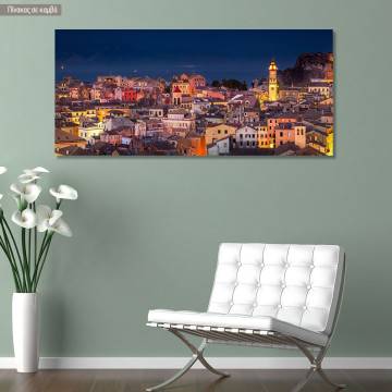 Canvas print Night Corfou, panoramic