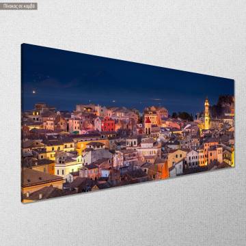 Canvas print Night Corfou panoramic Framed canvas View 1 2