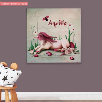 Kids canvas print elephant baby girl with name 2