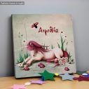 Kids canvas print elephant baby girl with name