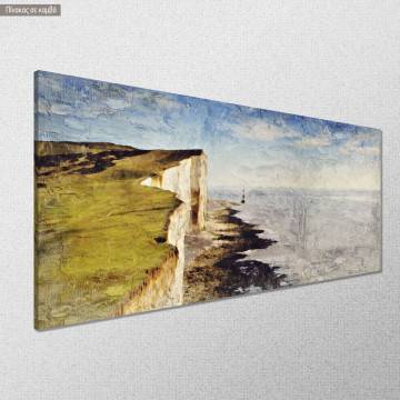 Canvas print Lighthouse by england's coast impasto panoramic Framed canvas View 1 2