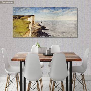 Canvas print Lighthouse by england's coast impasto , panoramic