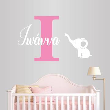 Wall stickers Monogram name elephant girly