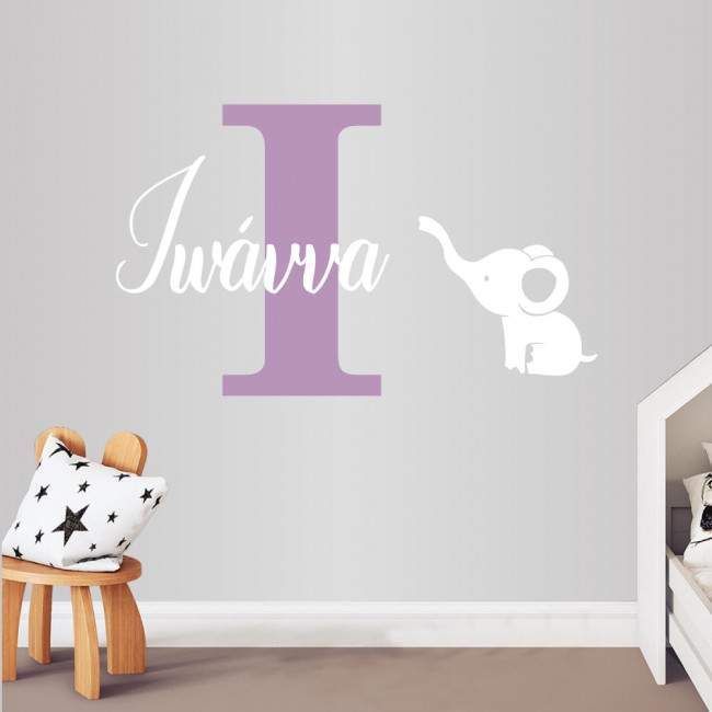 Wall stickers Monogram name elephant girly
