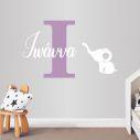 Αυτοκόλλητο τοίχου Μονόγραμμα, όνομα, Ελεφαντάκι girl colors
