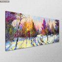 Canvas print Sunset in winter forest, panoramic, side