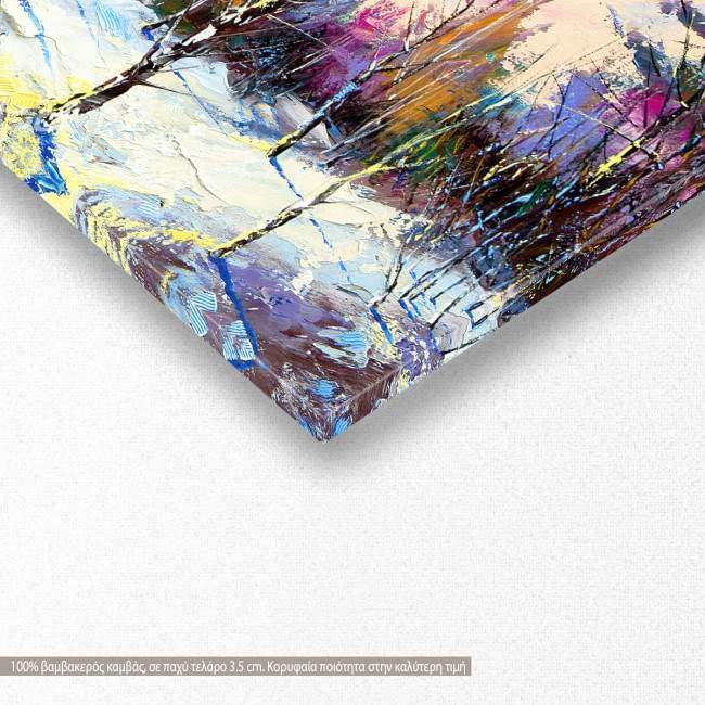 Canvas print Sunset in winter forest, panoramic, detail